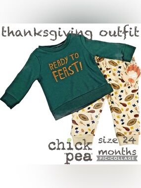 Chick Pea Baby Boy Thanksgiving Sweatshirt and Jogger Pant Set Size 24 Months